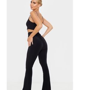 Black Flare Ruched Bum Slinky Pants